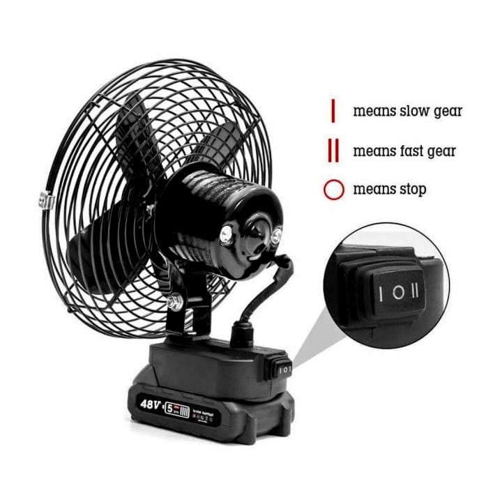 POWERFUL Portable Battery Fan 8″ 48v