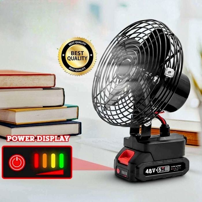 POWERFUL Portable Battery Fan 8″ 48v